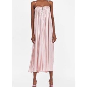 Zara LAMÉ-EFFECT SALMON PINK JUMPSUIT  XS SOLD OUT